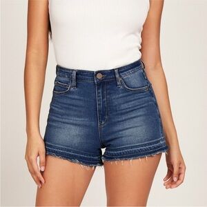 Articles Of Society Jean Shorts Cutoff High Rise Frayed Hem Cotton Blue Size 28
